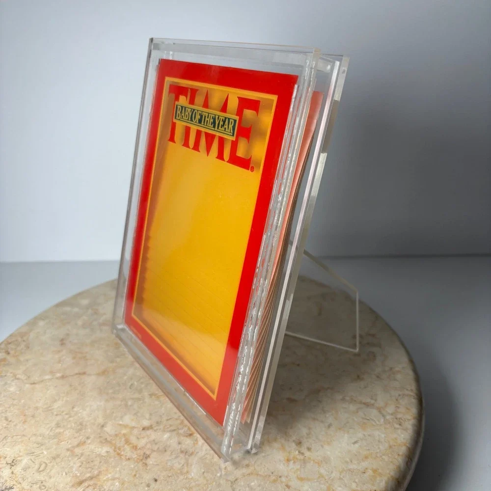 VTG Time Magazine Baby of the Year Acrylic Picture Frame Stationery Set Clear